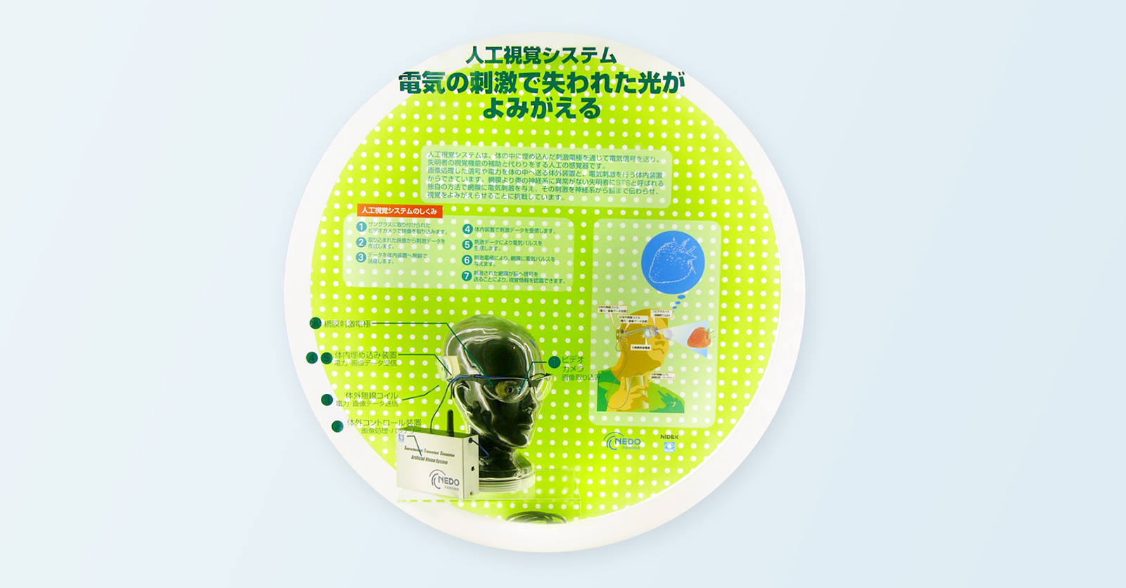 人工視覚の試作機を展示 写真